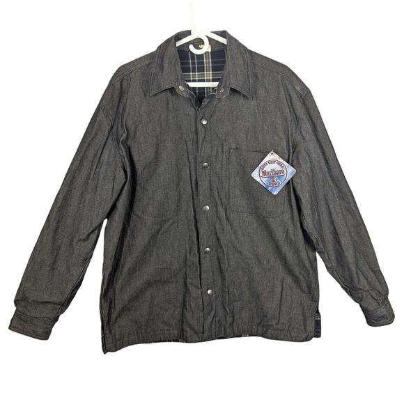 Vintage Marlboro Jacket Mens Medium Reversable Black Western Workwear Guts Grit - Picture 1 of 14